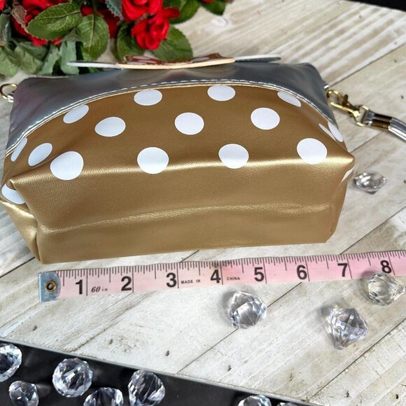 Minnie Mouse Cosmetic Bag Polka Dot Bow Wristlet Make Up Tote Travel Purse - Picture 7 of 14